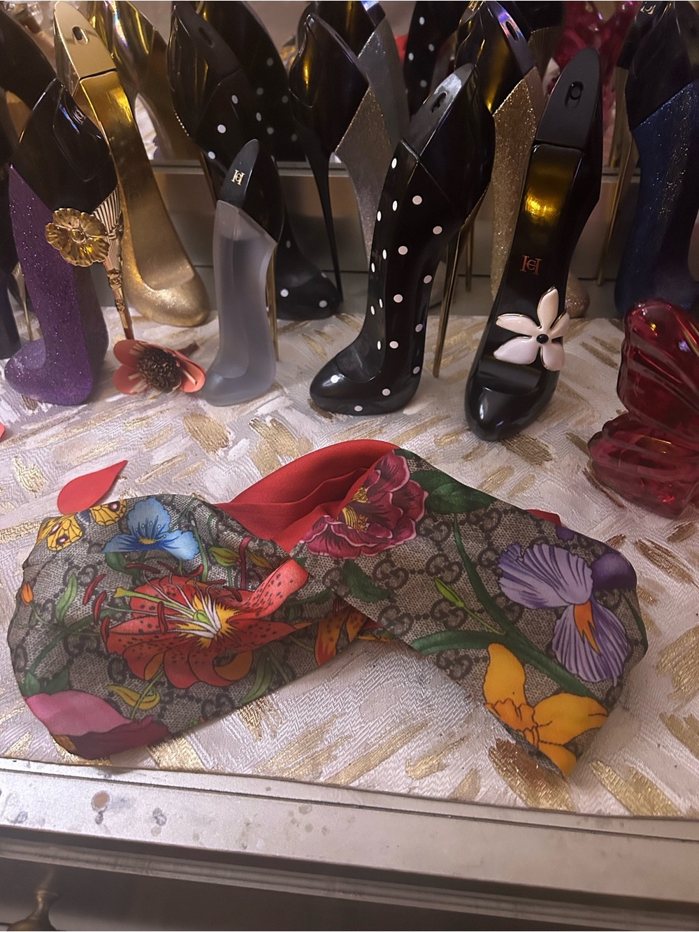 Gucci Floral Twist Headband in Gray with Multicolor Accents - Picture 14 of 14
